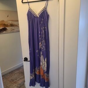 Elegant Purple Boho Floral Maxi Dress